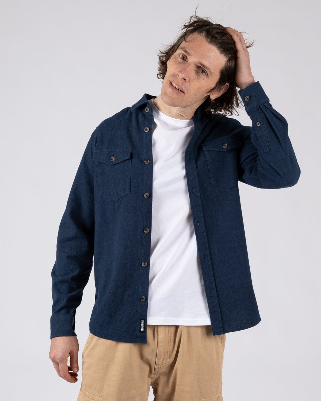 Penare 2 Mens Long Sleeve Shirt in Blue