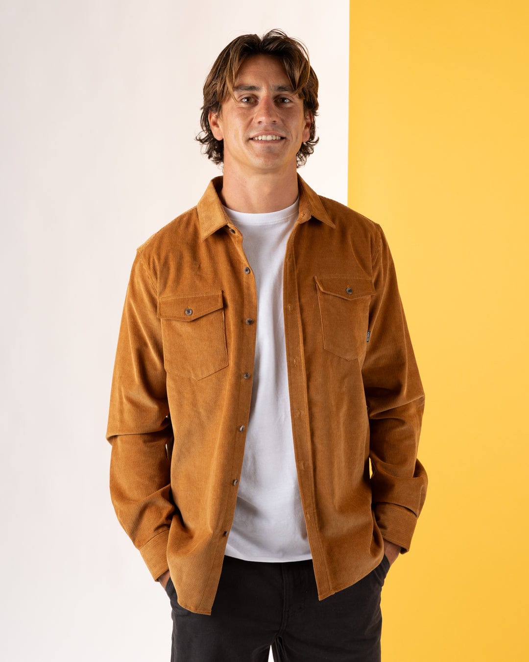 Lyon - Mens Corduroy Shirt - Tan
