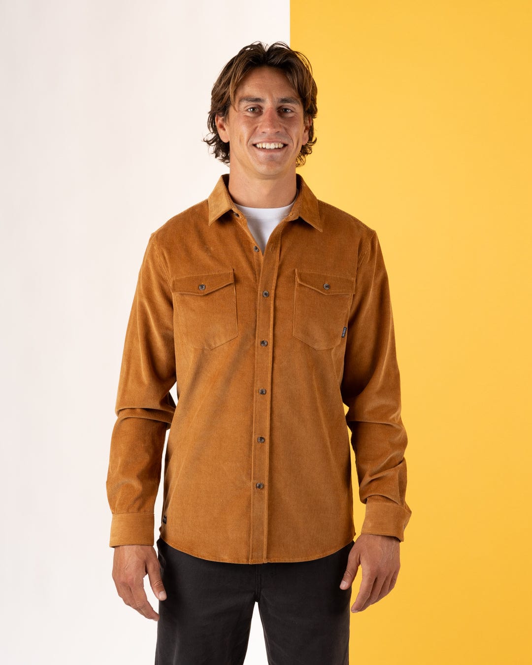 Lyon - Mens Corduroy Shirt - Tan