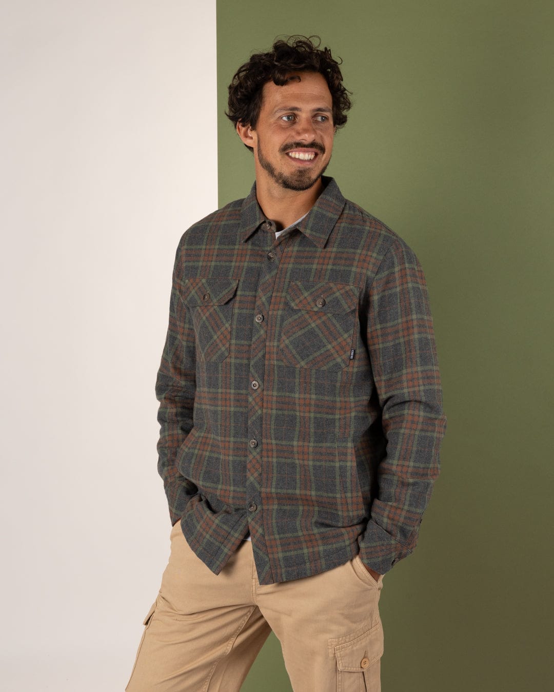 Woody Mens Sherpa Lined Shacket Grey - Main Image