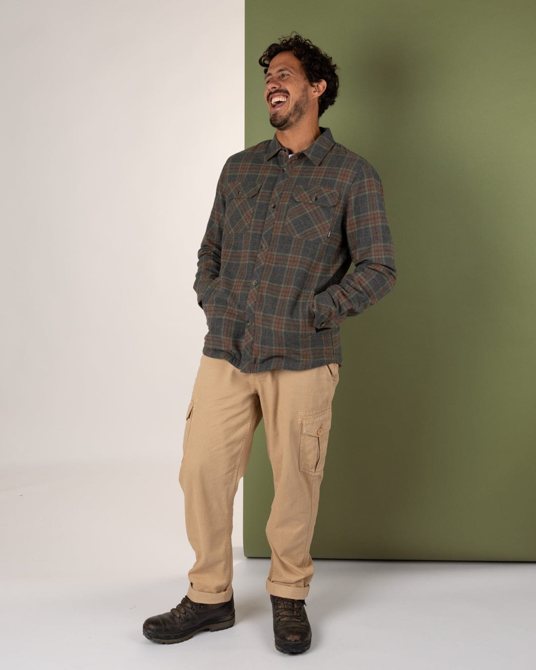 Woody - Mens Sherpa Lined Shacket - Grey