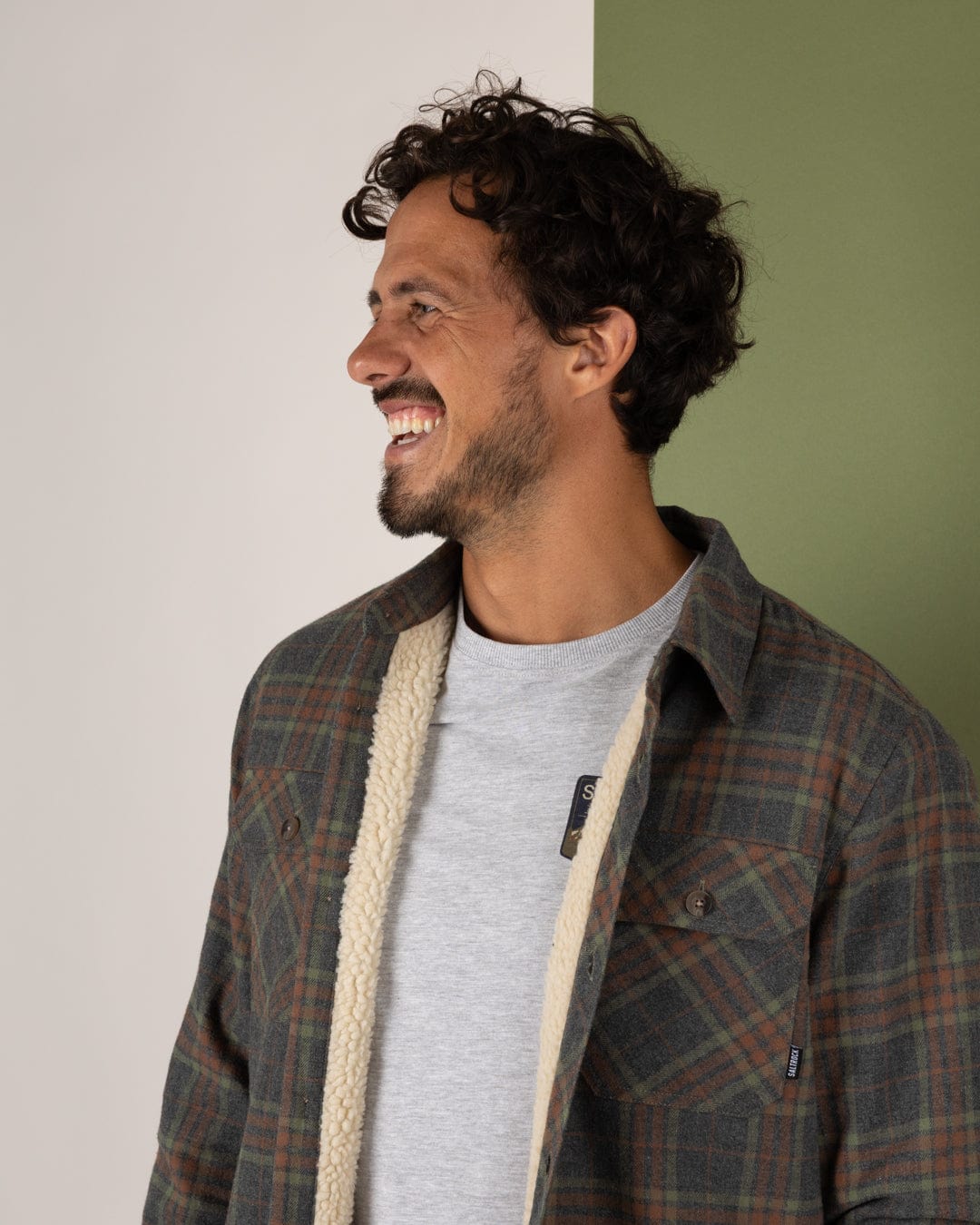 Woody - Mens Sherpa Lined Shacket - Grey