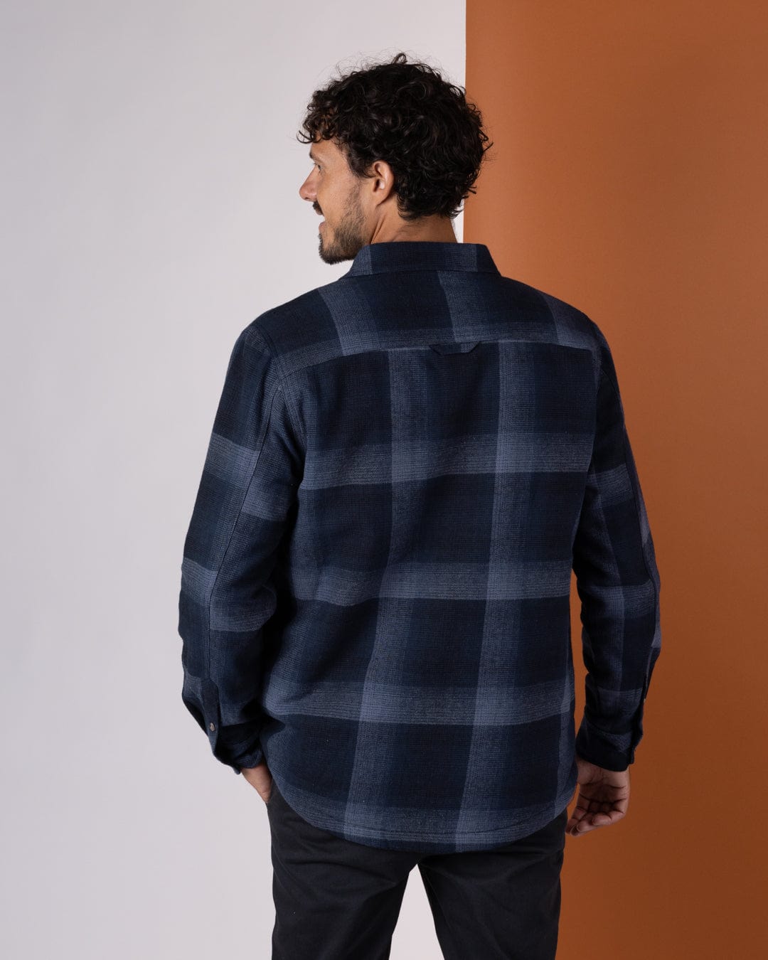Woody - Mens Sherpa Lined Shacket - Blue