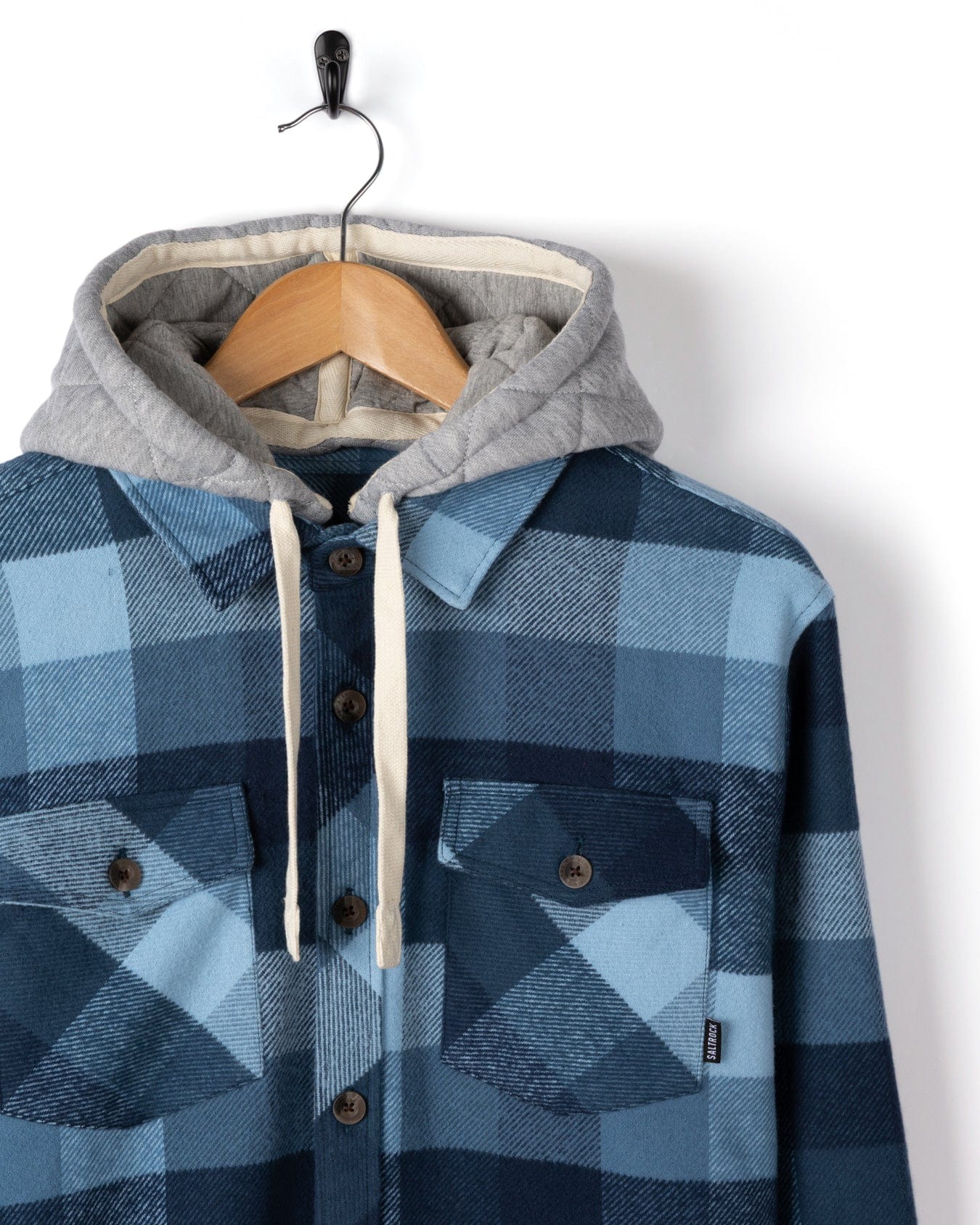 Beale - Mens Hooded Check Shirt - Blue