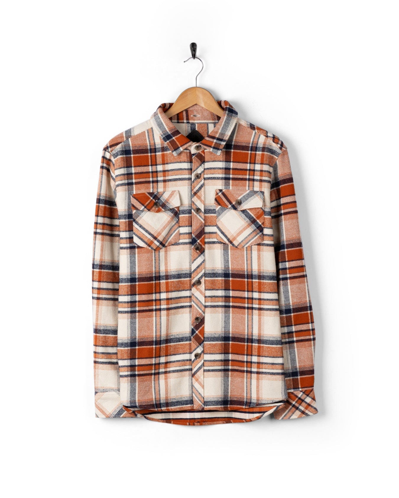 Beale - Mens Hooded Check Shirt - Orange