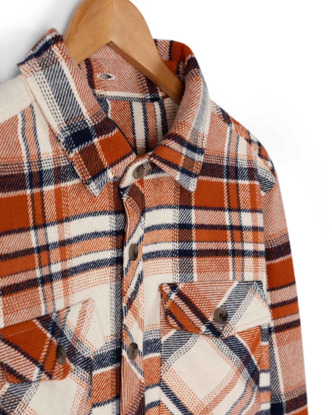 Beale - Mens Hooded Check Shirt - Orange