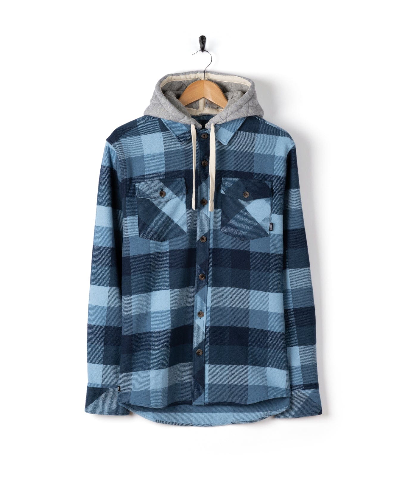 Beale - Mens Hooded Check Shirt - Blue