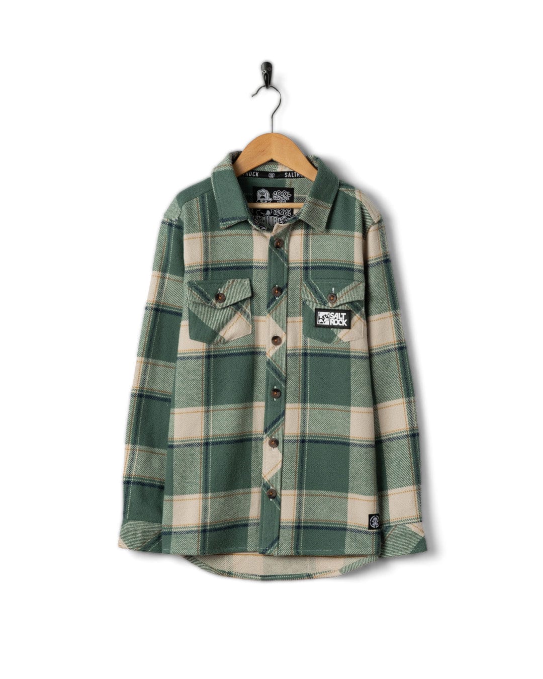 Strait - Kids Long Sleeve Flannel Shirt - Dark Green