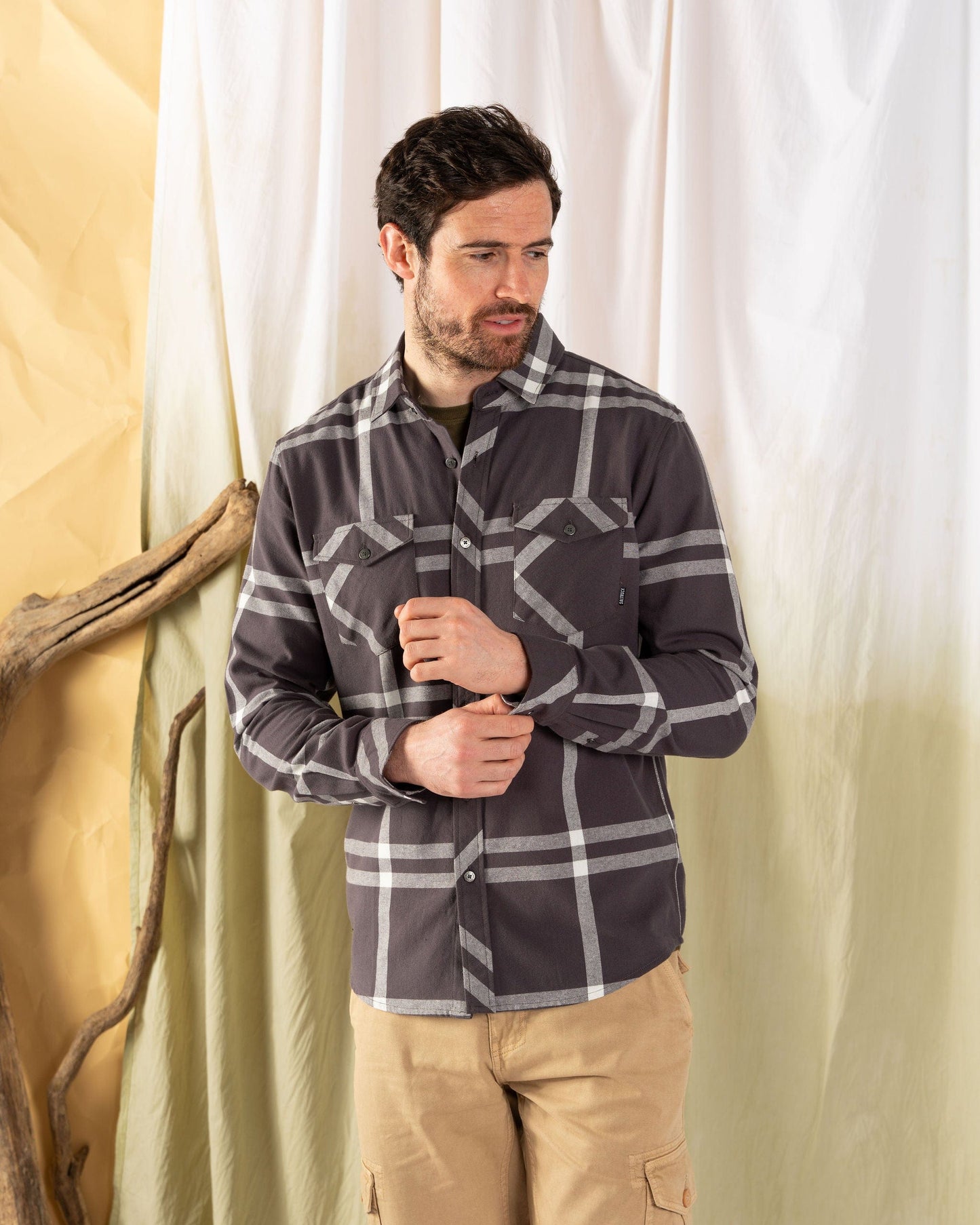 Lazer - Mens Flannel Shirt - Grey