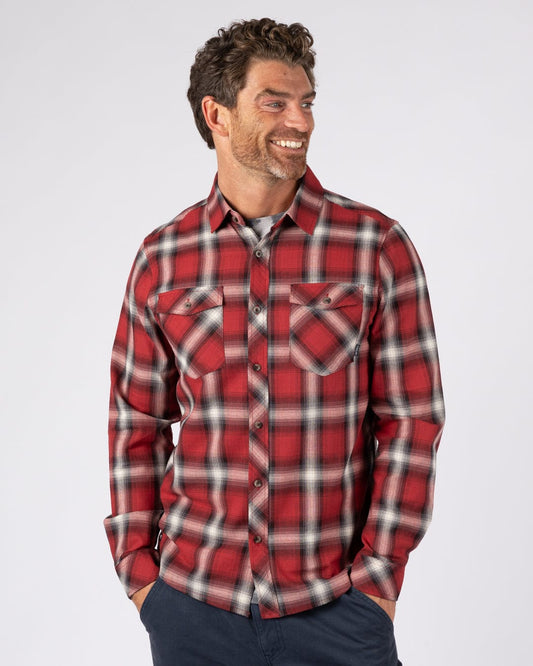 Miles - Mens Flannel Shirt - Dark Red