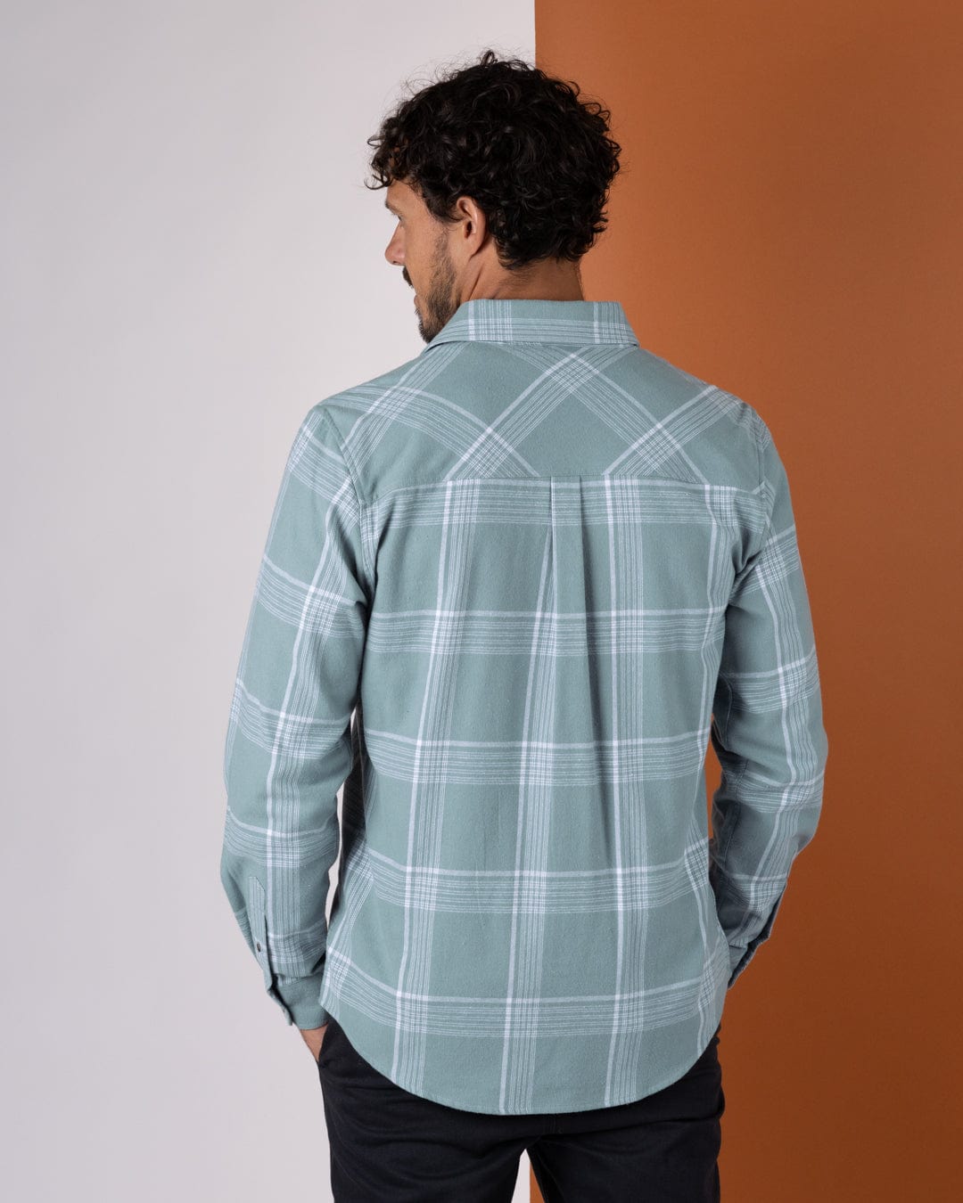 Miles - Mens Flannel Shirt - Light Green Check