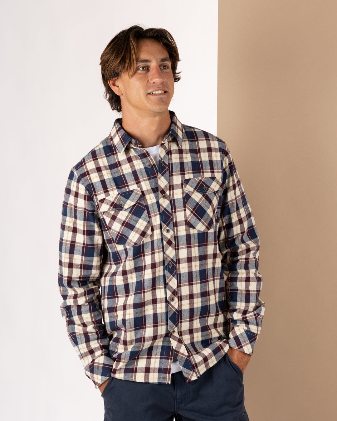 Miles - Mens Flannel Shirt - Purple Check