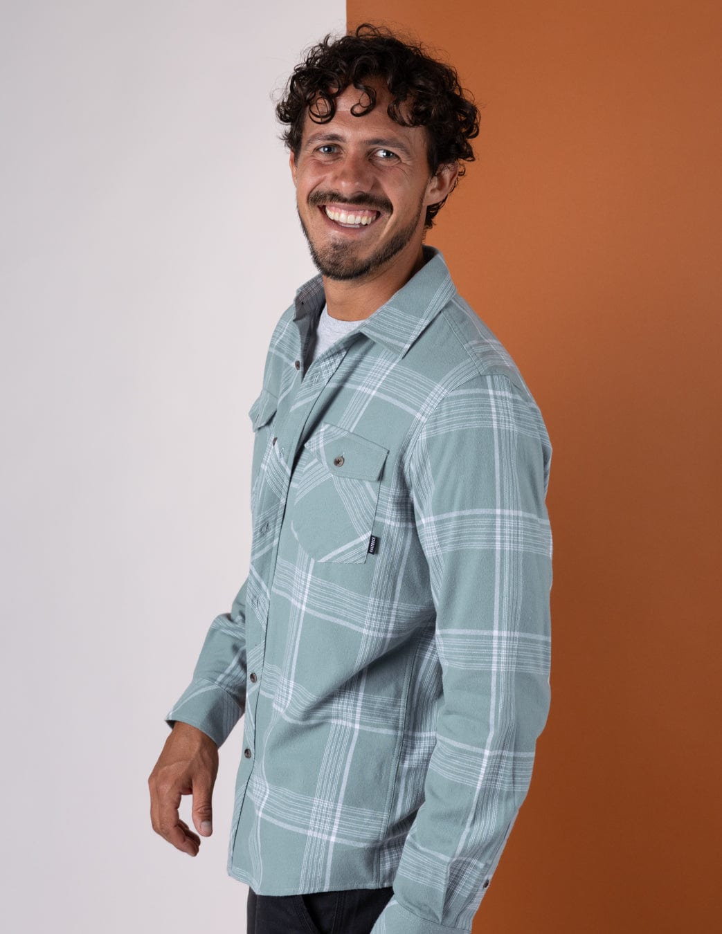 Miles - Mens Flannel Shirt - Light Green Check