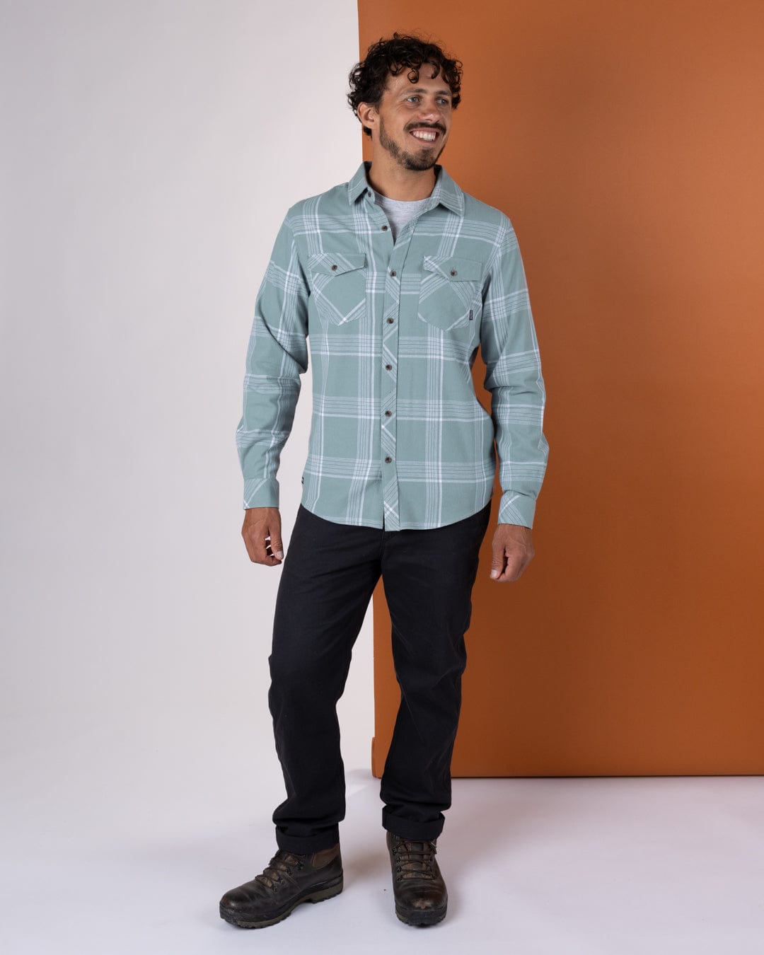 Miles - Mens Flannel Shirt - Light Green Check