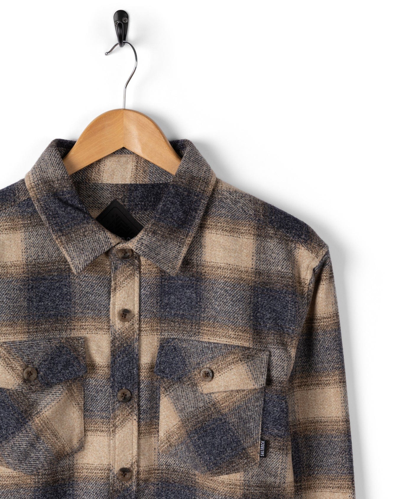 Wilfred - Mens Check Flannel Shirt - Cream/Grey