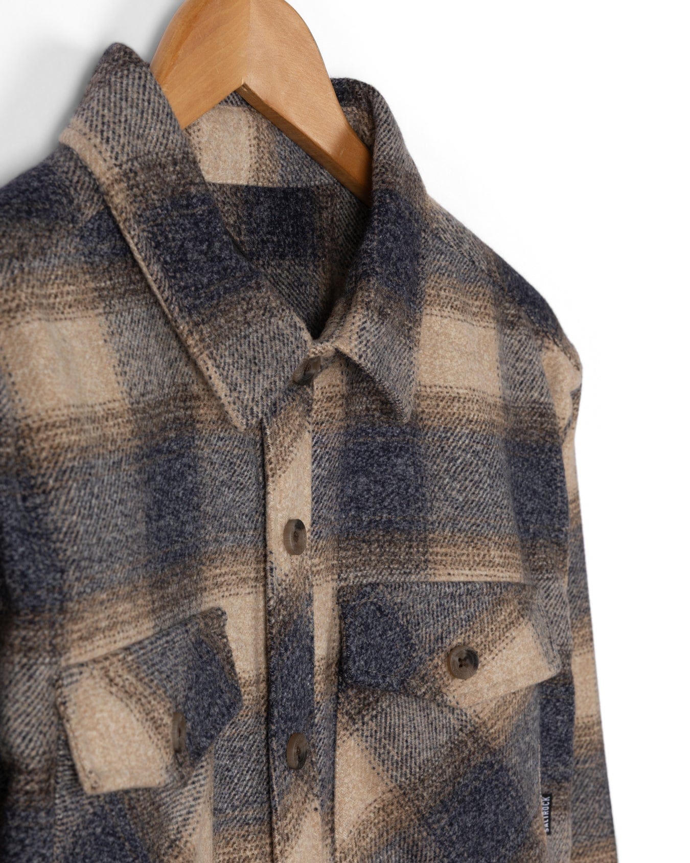 Wilfred - Mens Check Flannel Shirt - Cream/Grey