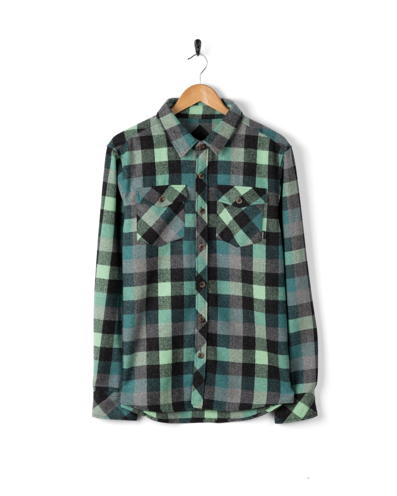 Wilfred - Mens Check Flannel Shirt - Green/Blue