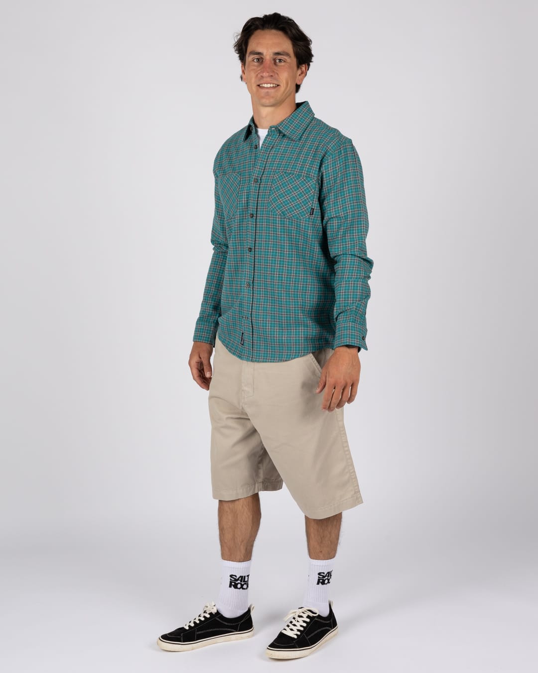 Nyjah Mens Flannel Shirt in Dark Green