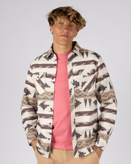 Asher Mens Jacquard Shirt in Cream