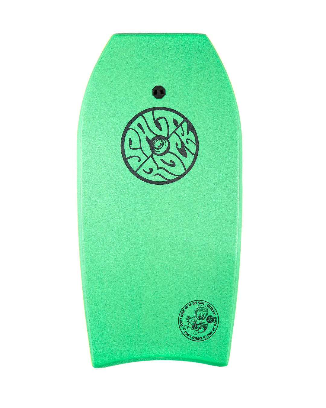 A Skullduggery 41" Bodyboard - Green with a Saltrock black logo on it.