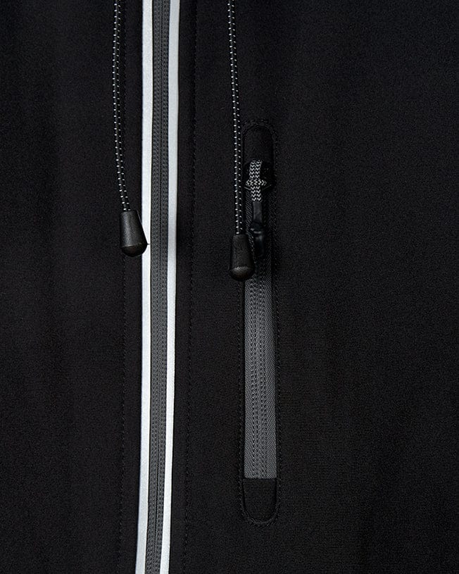 A close up of a Saltrock Solae 2 - Womens Softshell Jacket - Black with a zipper.