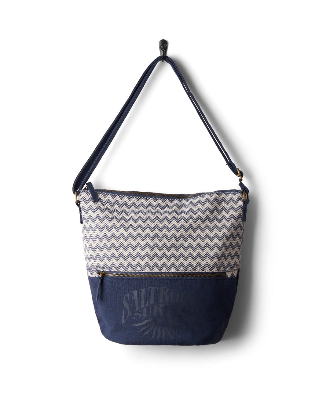 Calbis Shoulder Bag - Blue with Saltrock branding.