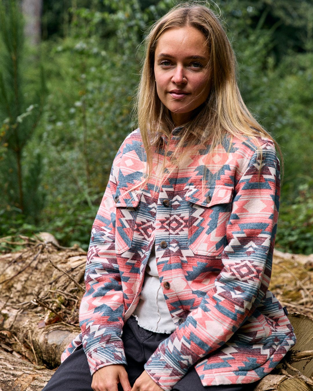 Stella Aztec Recycled Sherpa Lined Shacket Pink stella-aztec-recycled-sherpa-lined-shacket-pink