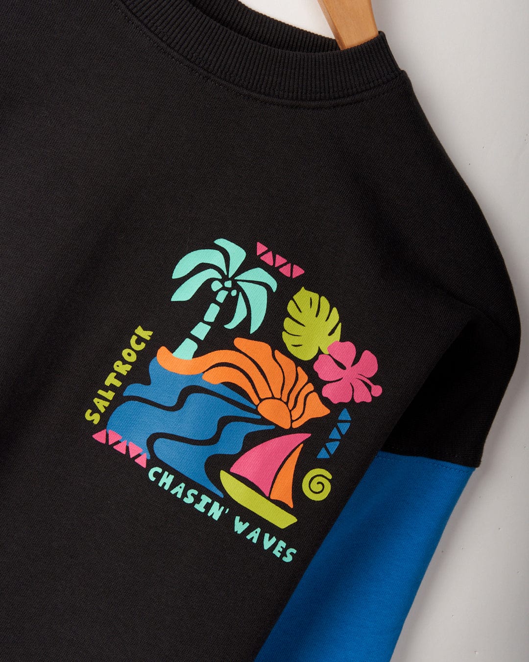 Summer Block - Kids Recycled Cropped Sweat - Washed Black