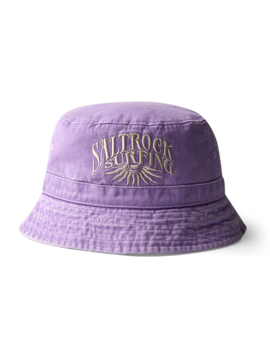 Sunburst Bucket Hat - Purple with Saltrock surfing embroidery on the front.