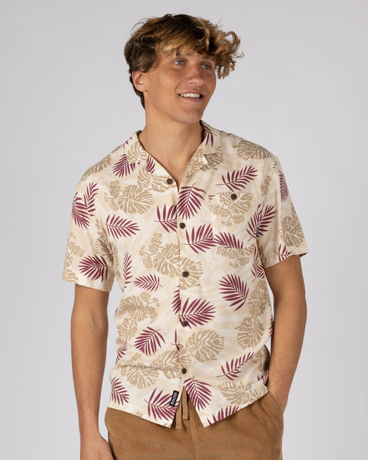 Warp Surf Resort - Mens Oversized Short Sleeve Shirt - Cream