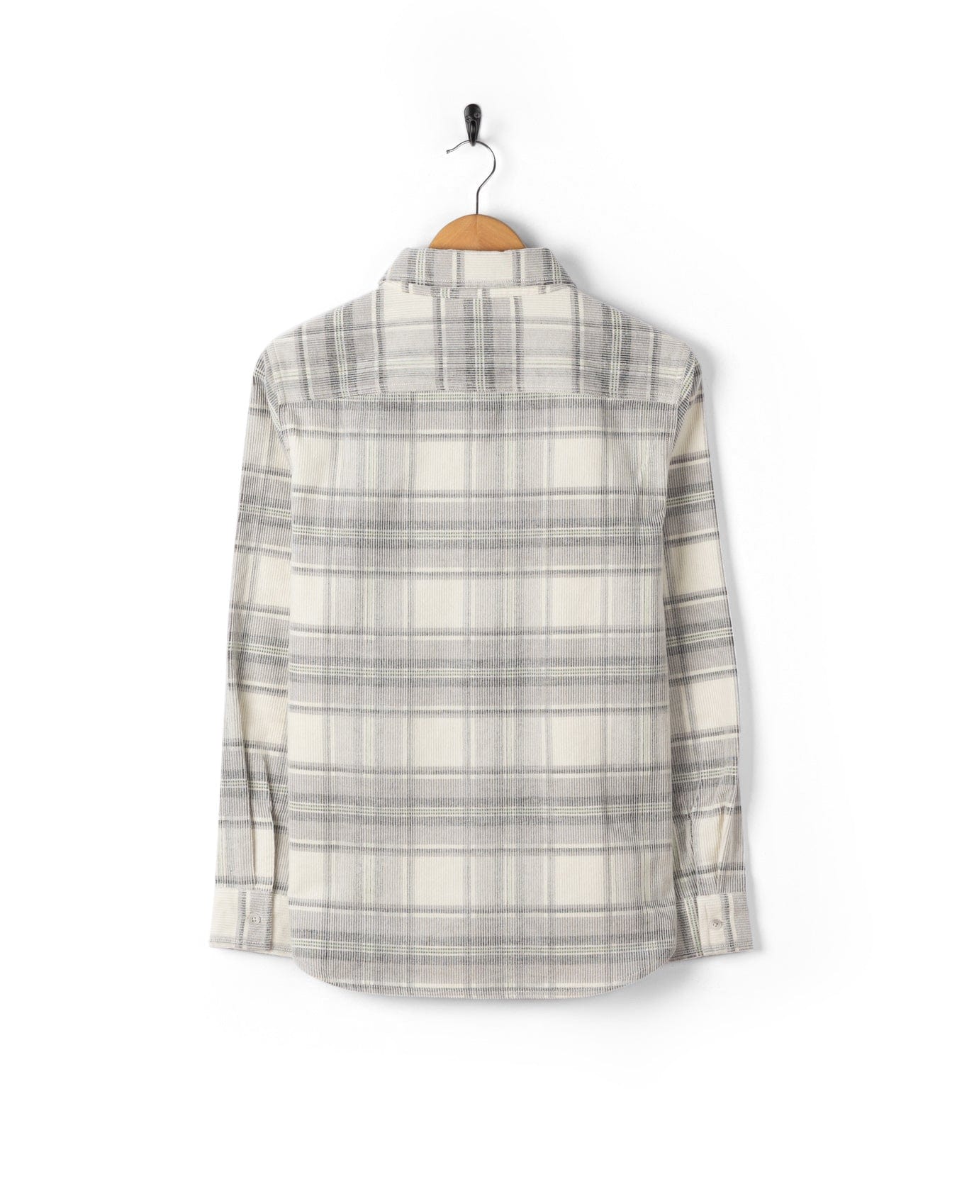 Tiff -Womens Corduroy Check Shirt - Cream/Grey