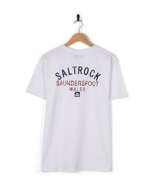 Saundersfoot Location Mens T-Shirt in White