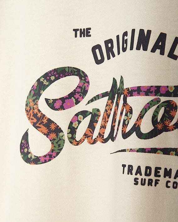 The trademark floral - womens short sleeve t-shirt - cream by Saltrock.