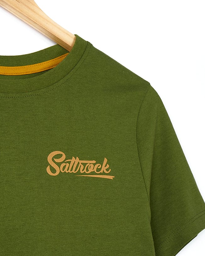 A lightweight fabric Trademark - Womens Short Sleeve T-Shirt - Green with Saltrock branding.