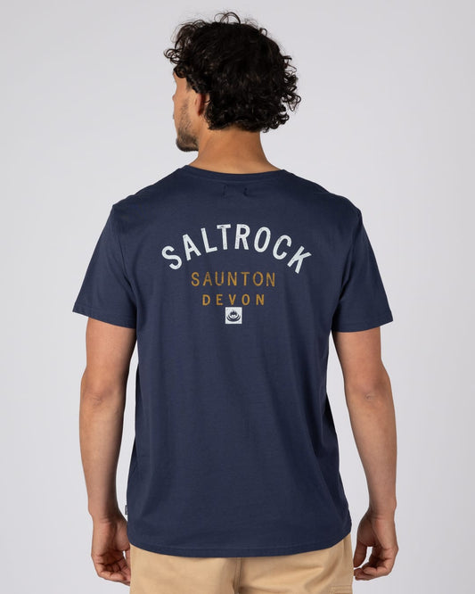 Saunton Mens Location T-Shirt in Blue