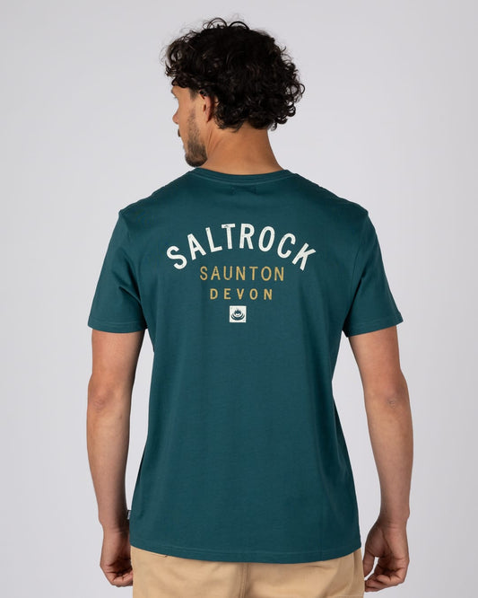 Saunton Mens Location T-Shirt in Teal