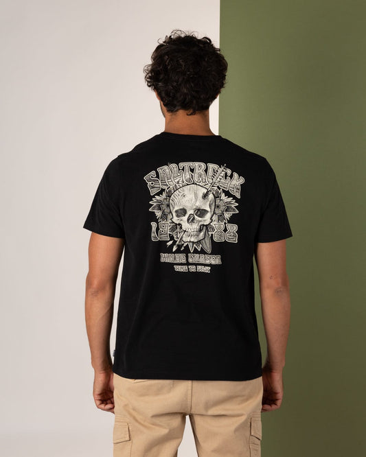Split Mens Short Sleeve T-Shirt in Black