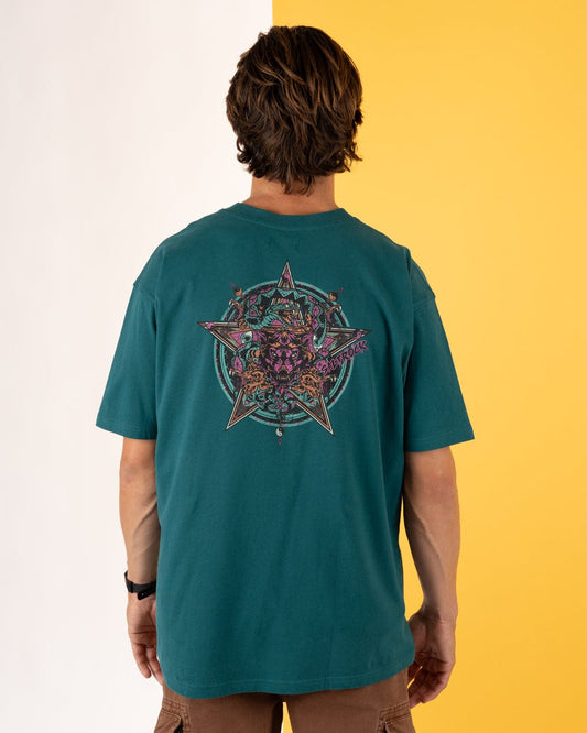 Wolfscale II Mens Oversized Short Sleeve T-Shirt in Teal