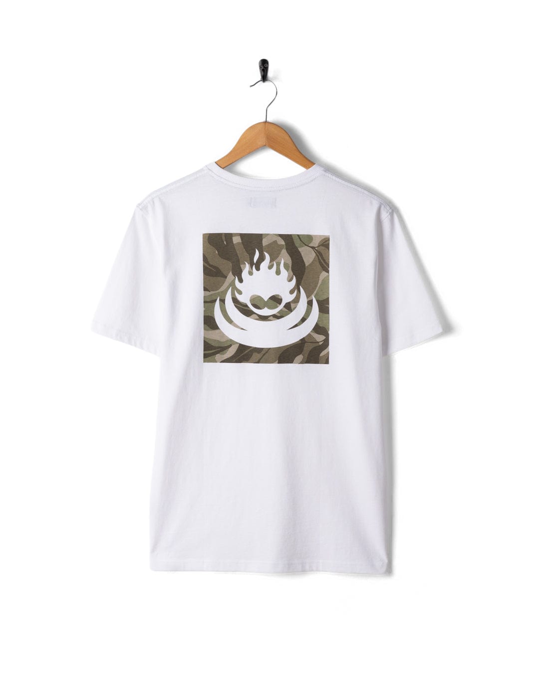 Camo Leaf Flame - Mens Short Sleeve T-Shirt - White