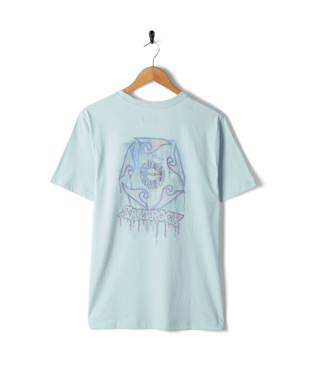Wave Running Mens Short Sleeve T-Shirt in Light Blue