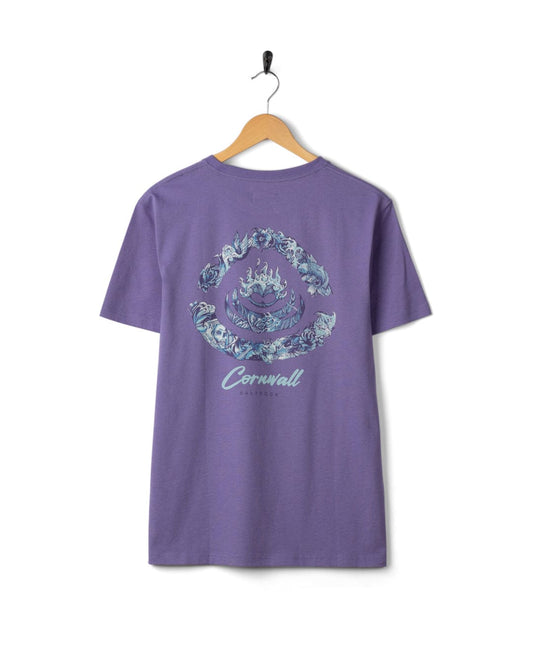 Deep Sea Flame Cornwall - Mens Short Sleeve T-shirt - Purple
