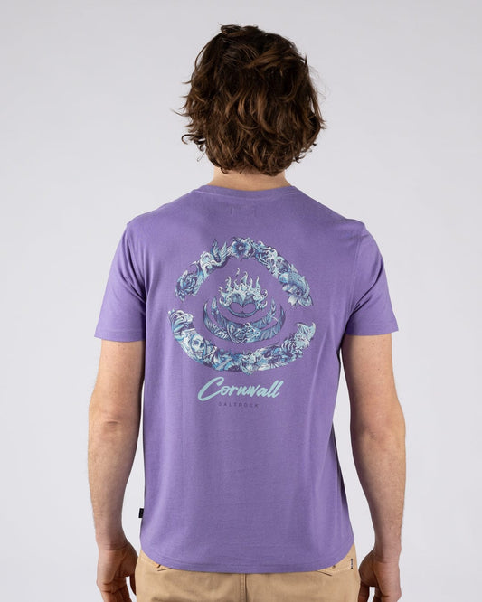 Deep Sea Flame Cornwall - Mens Short Sleeve T-shirt - Purple