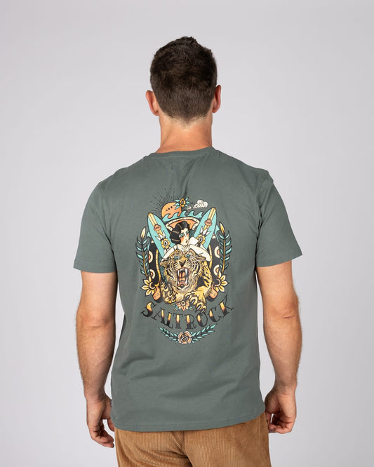 Tiger Tattoo Mens T-Shirt in Green