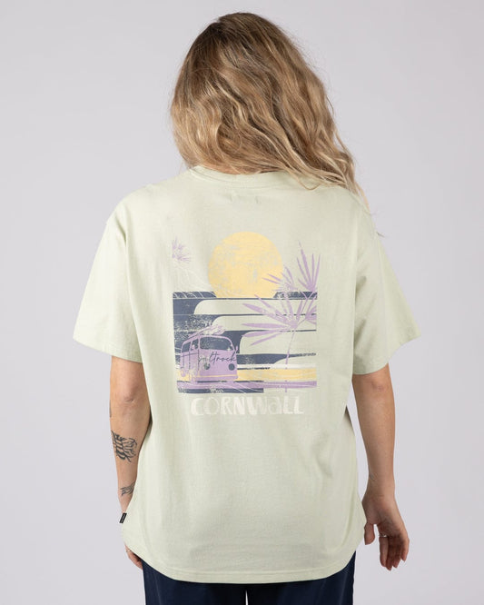 Poster Location Cornwall - Womens Oversized Short Sleeve T-Shirt - Light Green