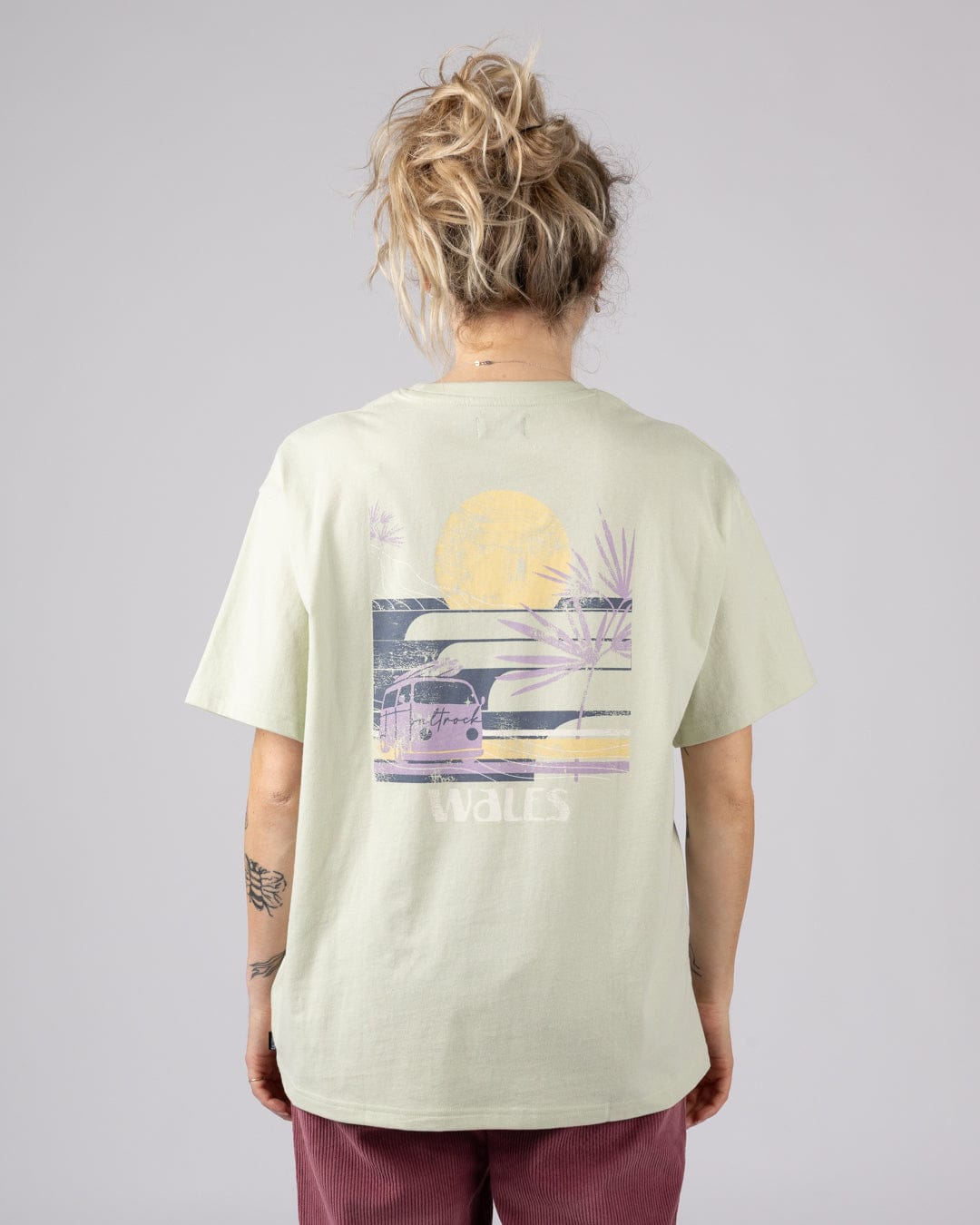 Poster Location Wales Womens Oversized Short Sleeve T-Shirt in Light G