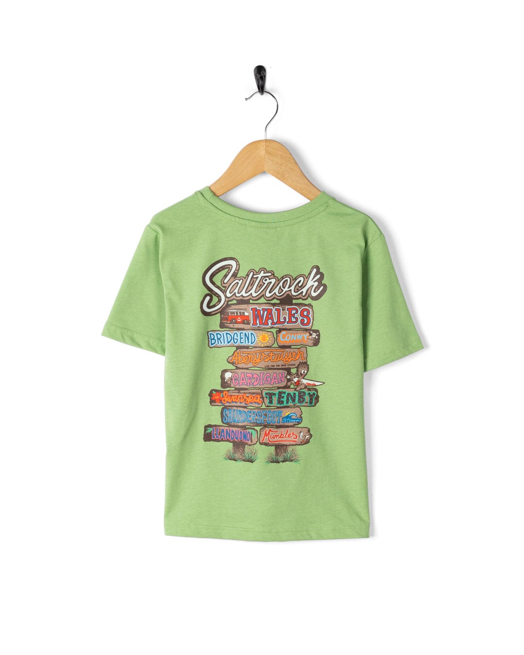 Beach Signs Wales - Kids Short Sleeve T-Shirt - Green