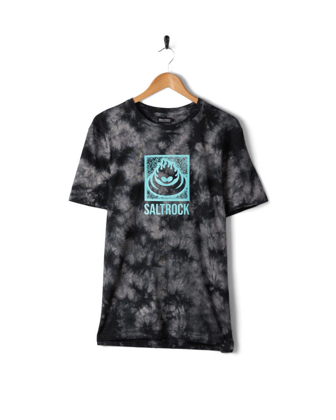 Box Stamp Logo - Mens Tie Dye Short Sleeve T-Shirt - Dark Grey