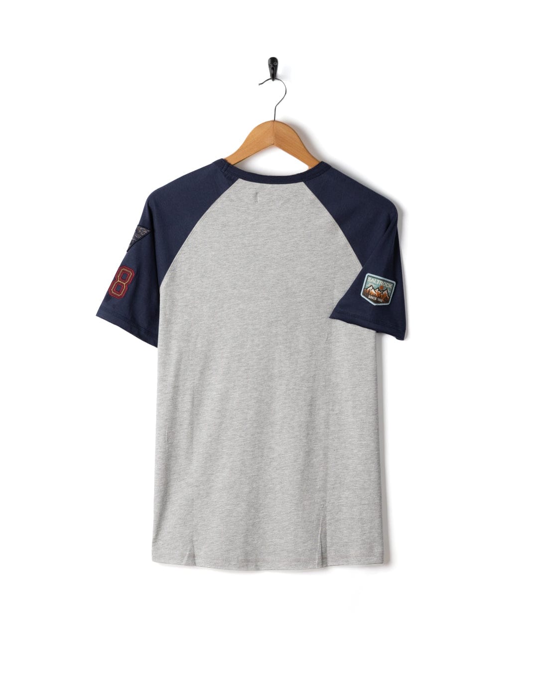 Patch Raglan - Mens Short Sleeve Raglan T-Shirt - Blue/Grey