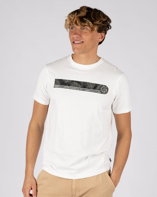 Warp Surf Stripe Mens Short Sleeve T-Shirt in Cream