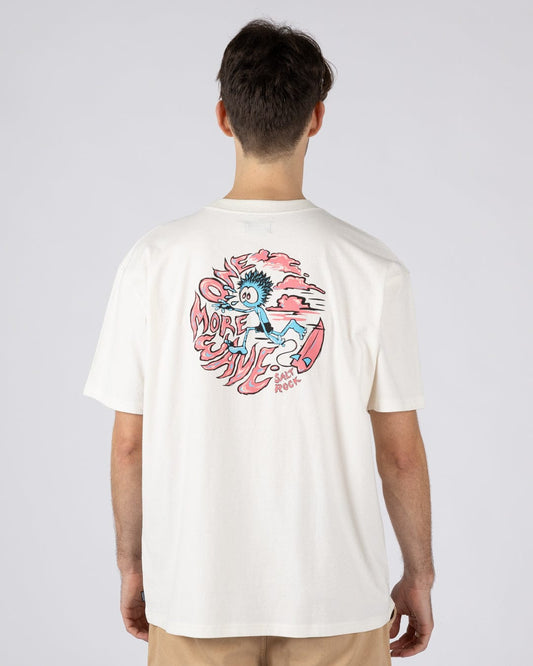 One More Wave Mens Oversized Short Sleeve T-Shirt in Cream